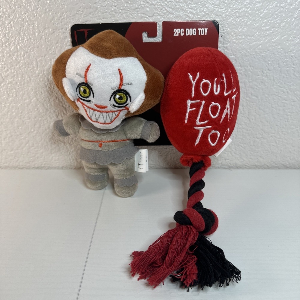 Fetch IT You'll Float Too 8" Balloon Horror Plush Dog Pet Toy Squeaker Pennywise